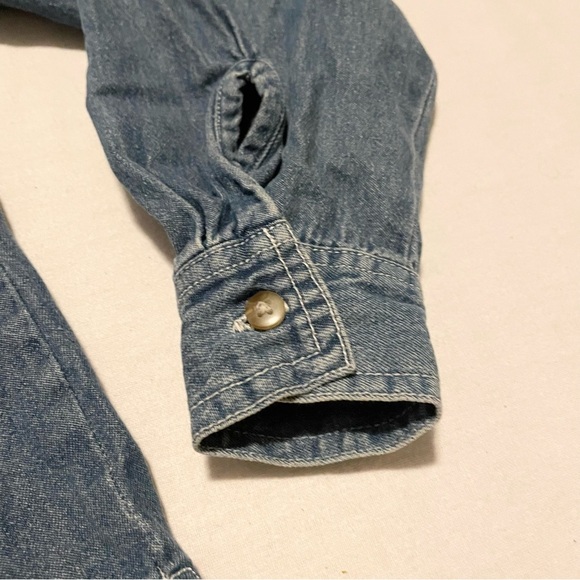 Cabin Creek Long Sleeve Button Up Denim Jeans Shirt Womens Size L Petites - Picture 7 of 16